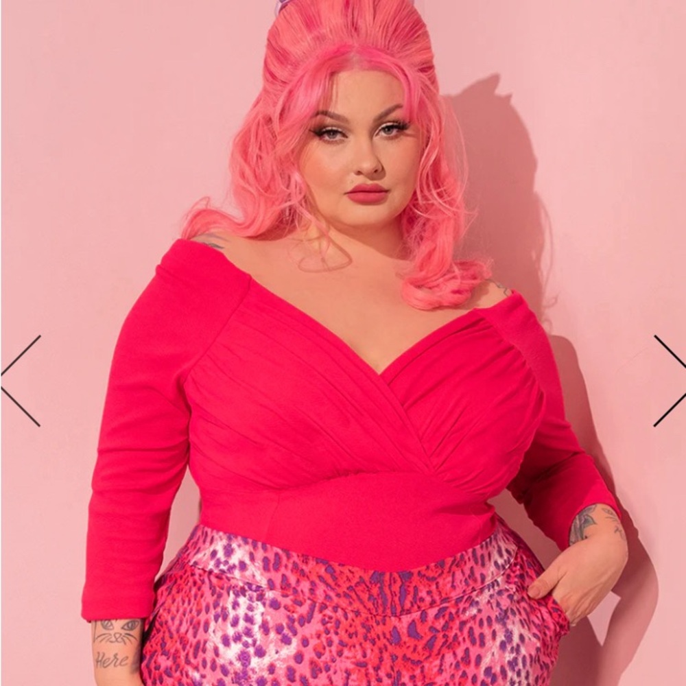 Vixen by Micheline Pitt Pink Off-Shoulder Top